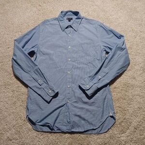 J CREW MENS 120's 2-Ply Cotton Long Sleeve Pin Stripe Shirt
